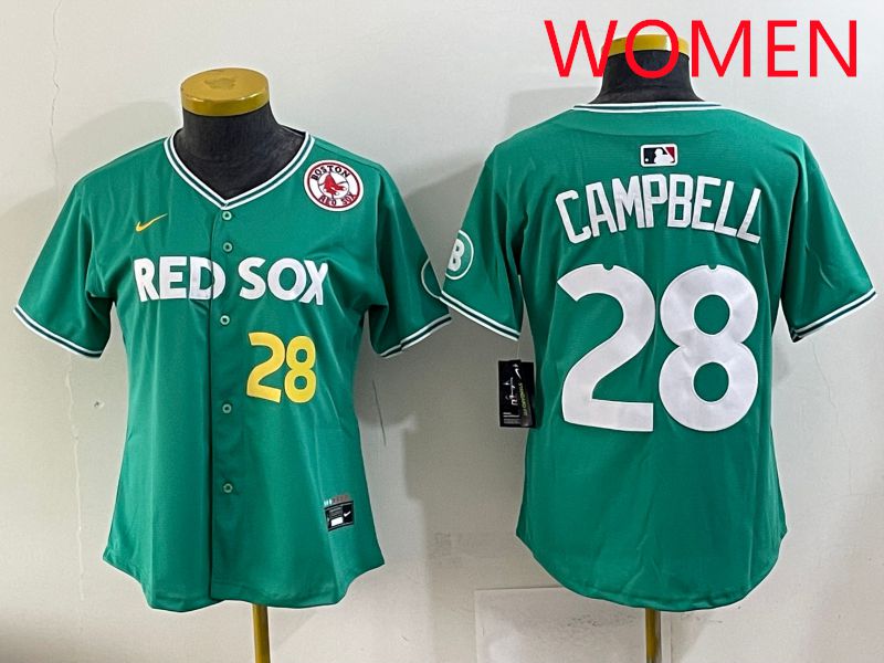 Women 2025 Boston Red Sox #28 Campbell Dark Green Joint Name Nike MLB Jersey style 6->women mlb jersey->Women Jersey